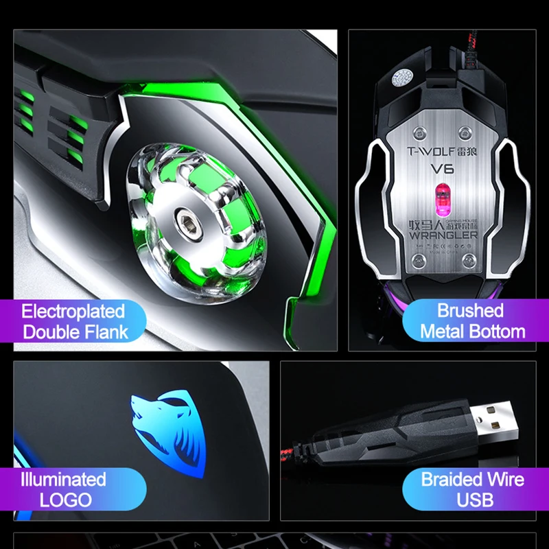USB Wired Gaming Mouse 3200DPI LED RGB USB Computer Mouse Ergonomic 6 Button Mause With Backlight for Laptop Accessories