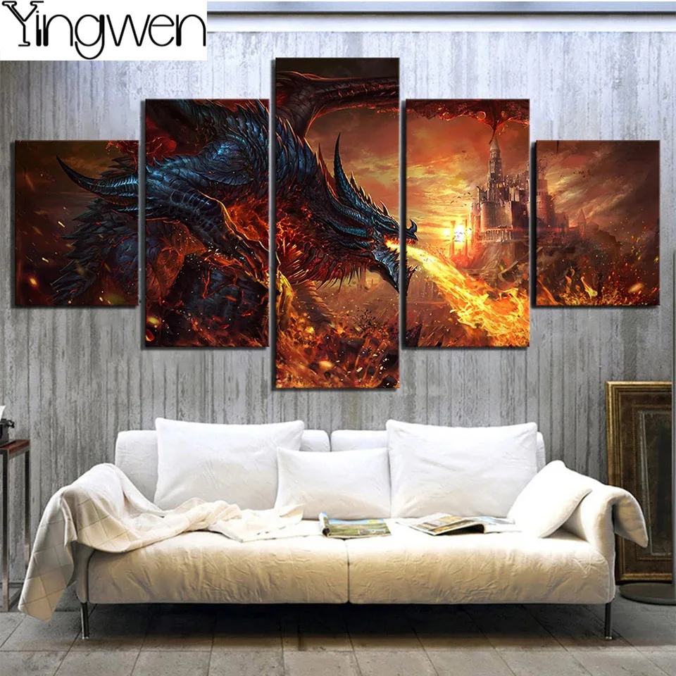 Картина из страз Fire Dragon 5 шт. вышивка крестиком полный комплект картина