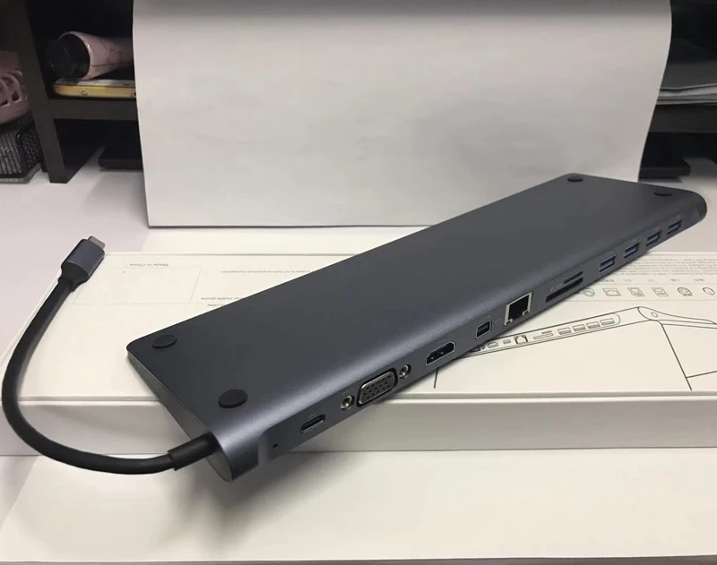  12 in 1 Type c docking station Aluminum to HDMI Card Reader RJ45 PD for Charger Audio MacBook Samsu