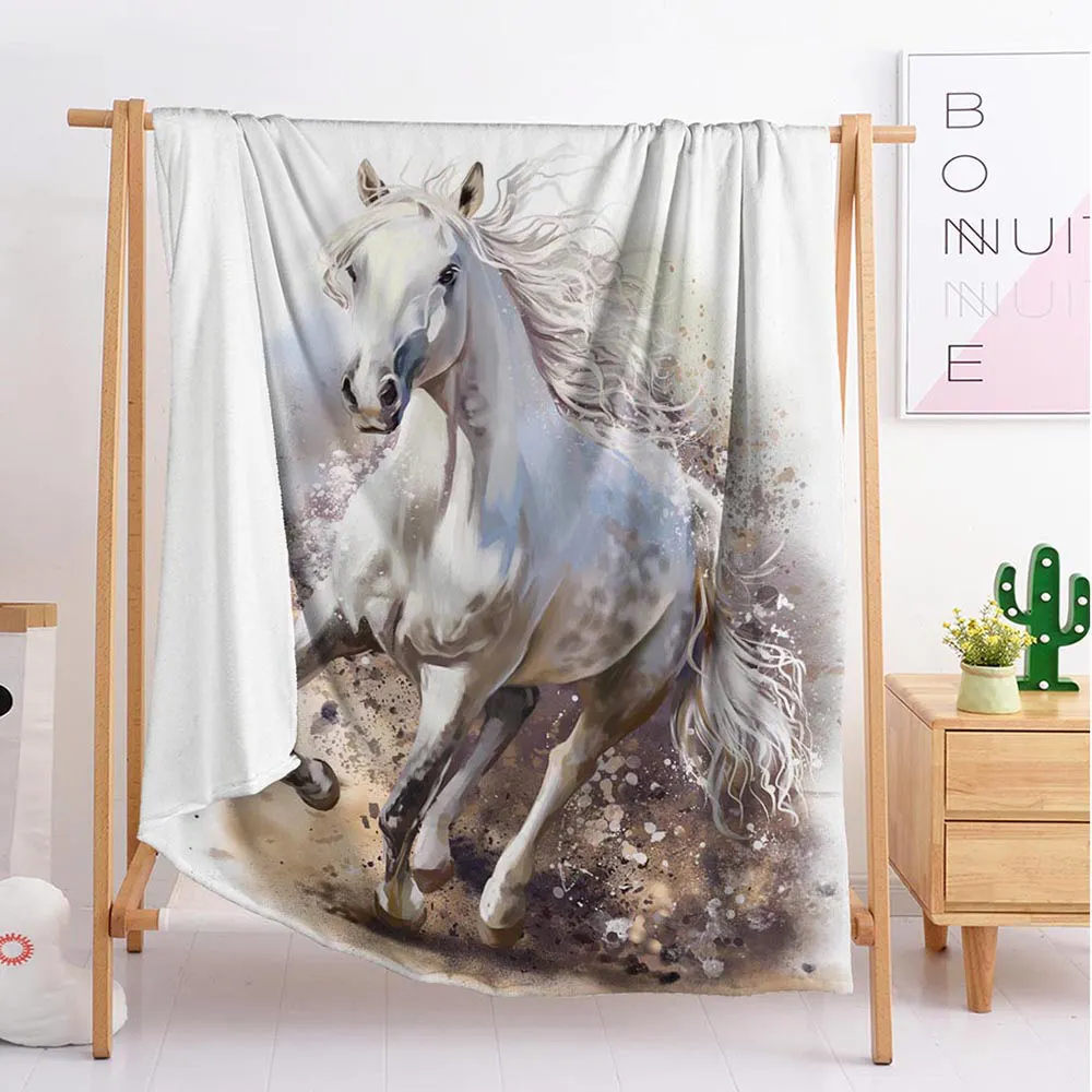 

A running horse animal Custom blankets Large and small size throw blanket tapestry sleeping blanket flannel blanket bedding