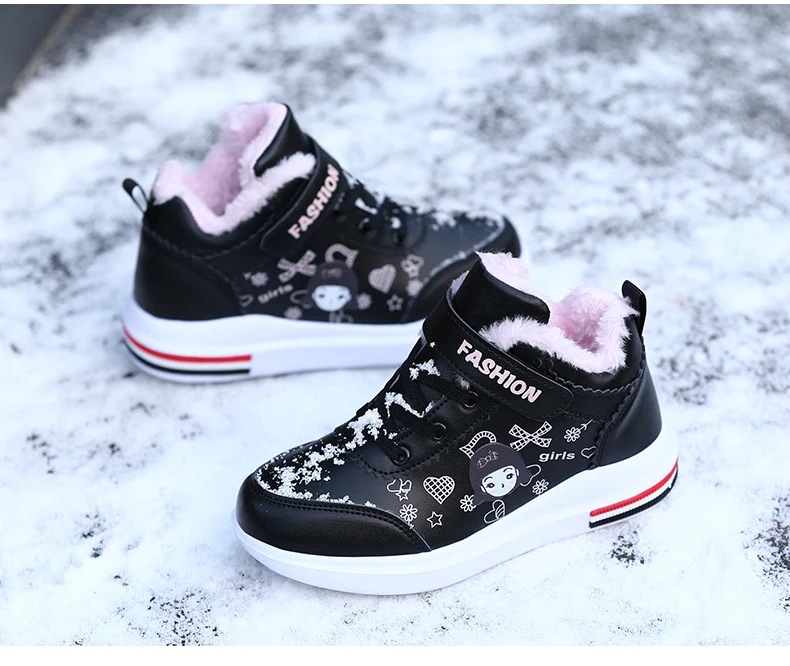 Детская обувь; обувь для девочек; кроссовки; Брендовая детская повседневная обувь с высоким берцем; Студенческая обувь; новая зимняя Нескользящая плюшевая теплая обувь
