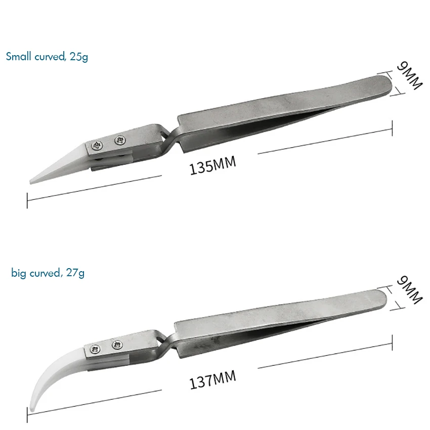 Прецизионный пинцет с керамическим наконечником антимагнитный Пинцет из нержавеющей стали изогнутый Острый Пинцет для рукоделия, ювелирных изделий, электроники