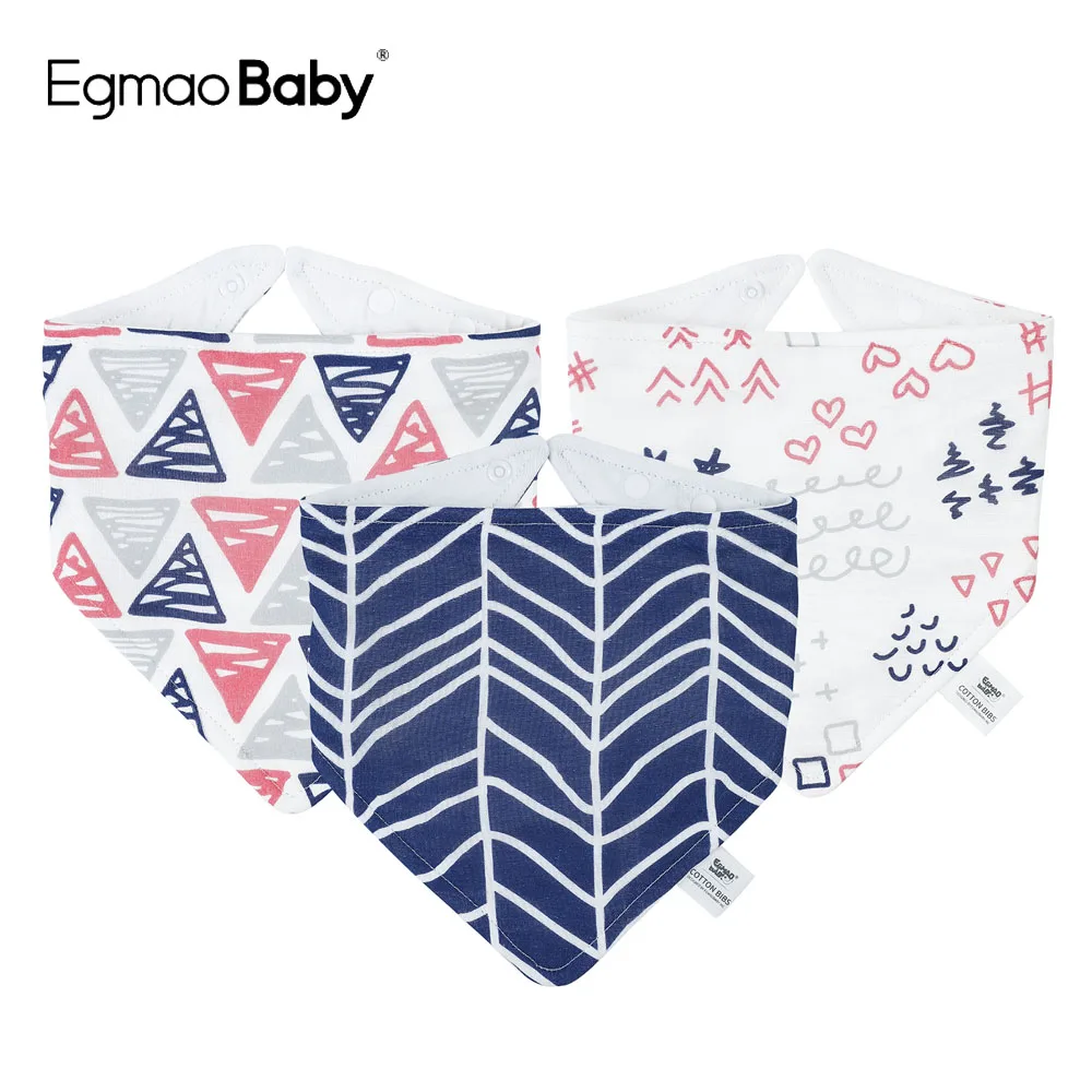 3PcsBaby Bibs Unisex for Boy & Girl 100% Cotton Baby Bandana Drool Bibs 3 Layers Soft Absorbent for Newborns Drooling & Teething