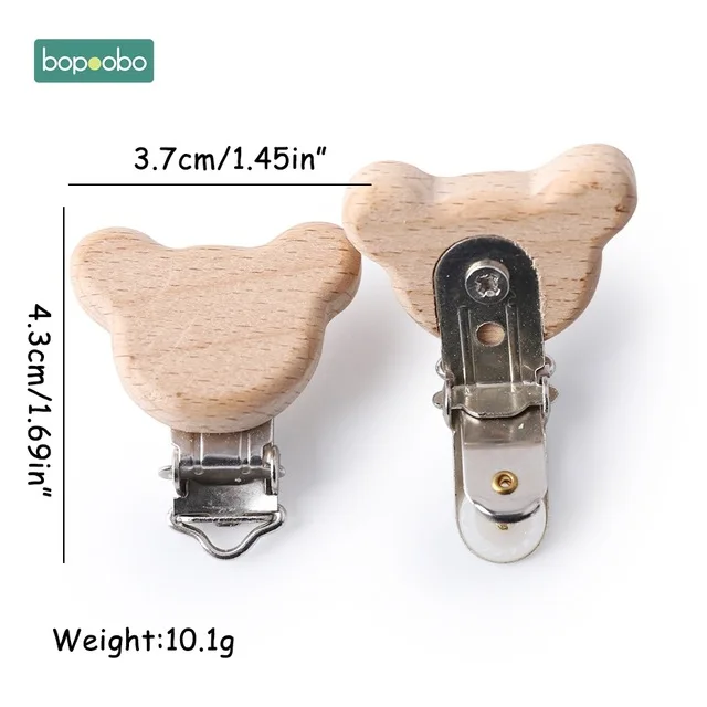 Bear Clip Bopoobo 3 шт., силиконовая соска с зажимом, мультяшная деревянная Соска с зажимом, аксессуары для кормления, сделай сам, пустышка с зажимом, цепочка, деревянный Прорезыватель для зубов - Цвет: Bear Clip
