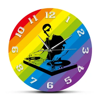 

DJ Modern Printed Wall Clock Disco Custom Name Watch Rock N Roll Music Lover DJ Friend Gift Clock Slient Mechanism for Wall