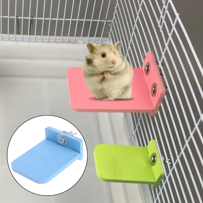 

Hamster Platform Stand Rack Rectangle Squirrel Cage Wooden Plate Toys