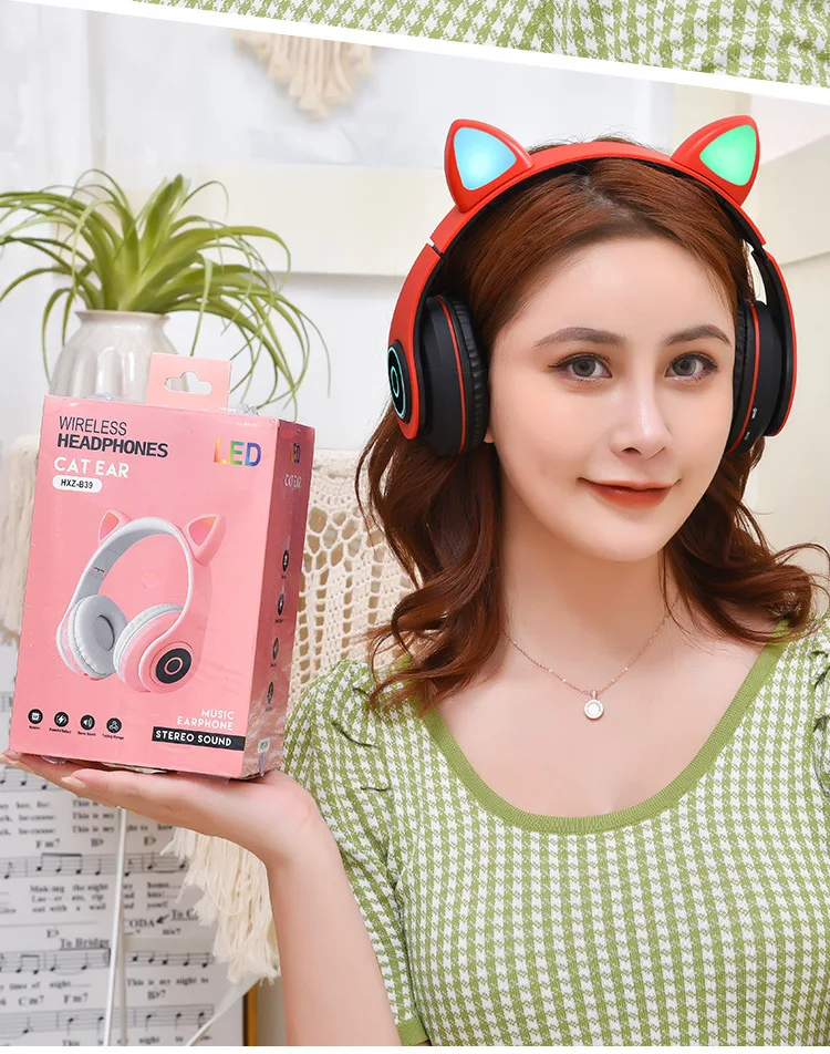 ZK40 LEDCat wireless headphones auriculares bluetooth 5 0 Earphones With Mic Headphones for smartphone headset gamer Kids earbud