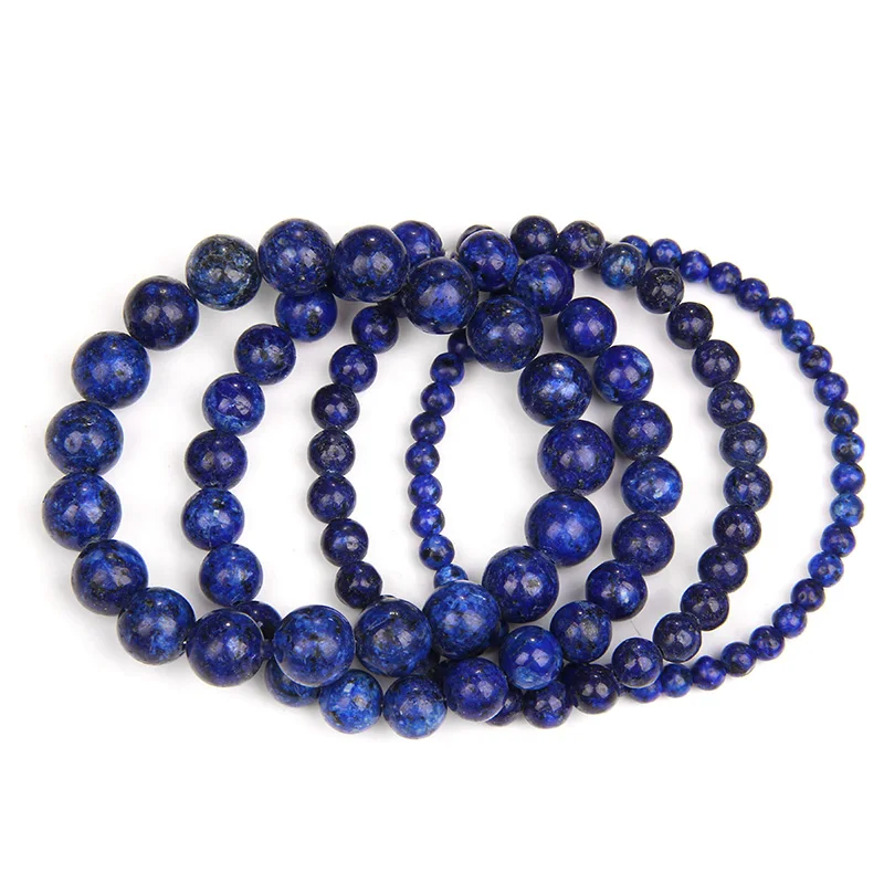 Natural Blue Lapis Lazuli Stone Beaded Bracelet Healing Energy Unisex Fashion Elastic Bracelets Stone Bead Bracelet Natural Stone Bracelet Beaded Bracelet For Men Women Jewelry Gift