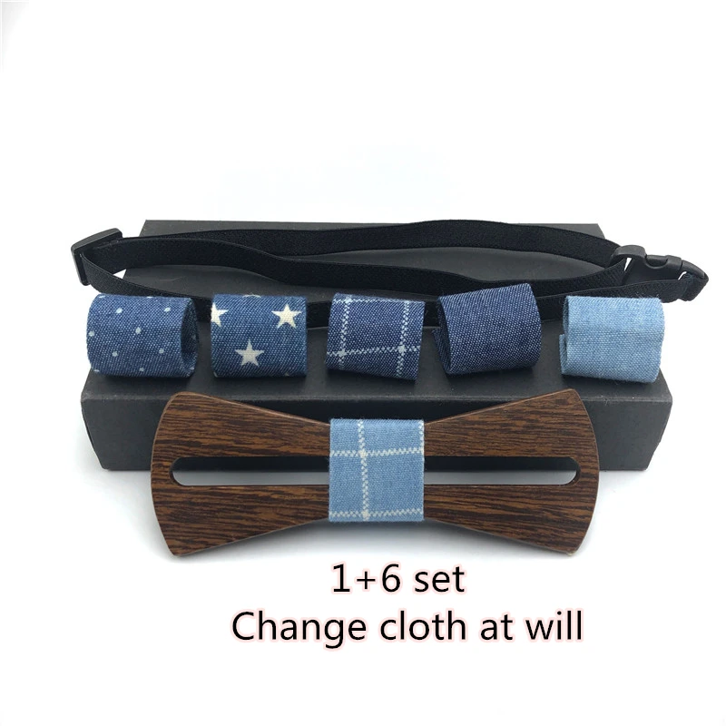 Hollow Wood Bow ties Bowtie with handkerchief Cufflinks For Men New Design Christmas gift set | Аксессуары для одежды