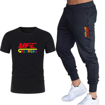 

Harajuku Fighting boxing Printed T-shirt 2020 summer streetwear T-shirt men's hip-hop T-shirt oversized cotton top + pants