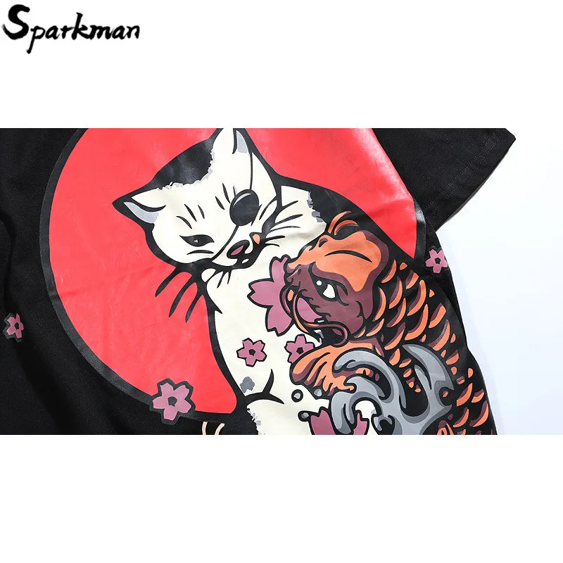 Футболка мужская хип-хоп укийо е Японский кот ниндзя Футболка Харадзюку уличная Футболка короткий рукав летние топы футболка хип-хоп Япония