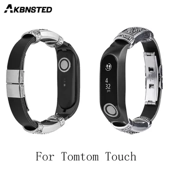 

AKBNSTED For Tomtom Touch Retro Leather Butterfly Buckle Wristband For Tomtom Touch Smart Watch Replacement Watch Band Strap