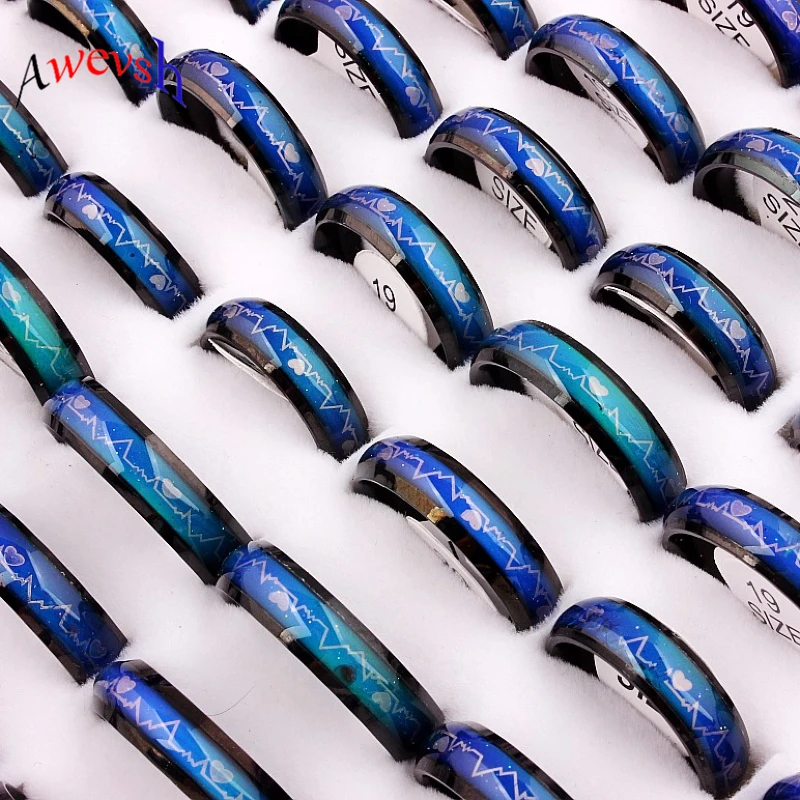 

Awevsh 20pcs Fine Jewelry Mood Ring Color Change Emotion Feeling Mood Ring Changeable Band Temperature Ring for women men jewelr