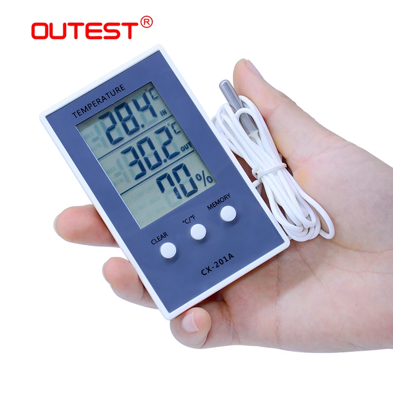Digital LCD indoor outdoor thermometer hygrometer baby face display temperature humidity tester weather station CX-201A,thermometer hygrometer,digital thermometer,temperature and humidity meter,hygrometer thermometer