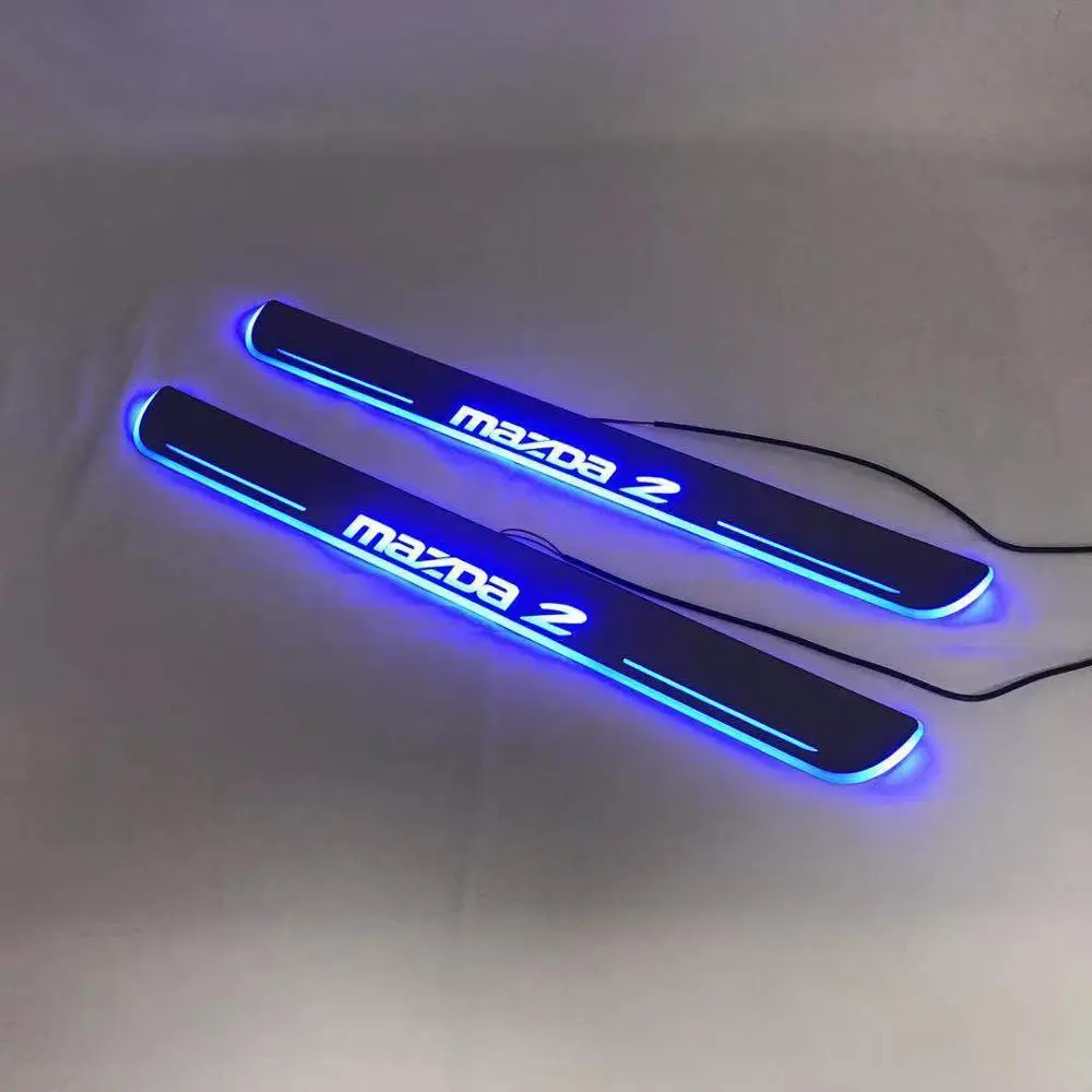 RQXR led движущиеся двери потертости для mazda 2 динамический порог пластина плоская подкладка накладка струящийся/фиксированный свет, 2 шт