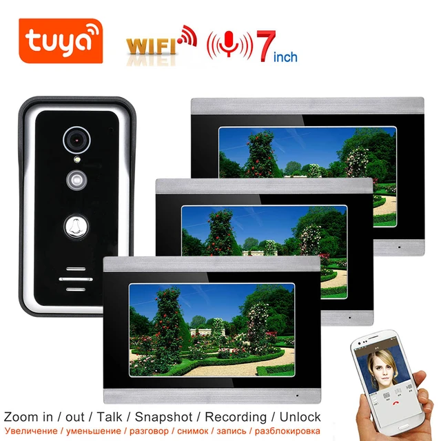 Système d'interphone vidéo intelligent sans fil Tuya, sonnette IP, moniteur  à écran tactile, prise en charge de la caméra 1080P, déverrouillage par mot  de passe, Wi-Fi, 7 pouces - AliExpress