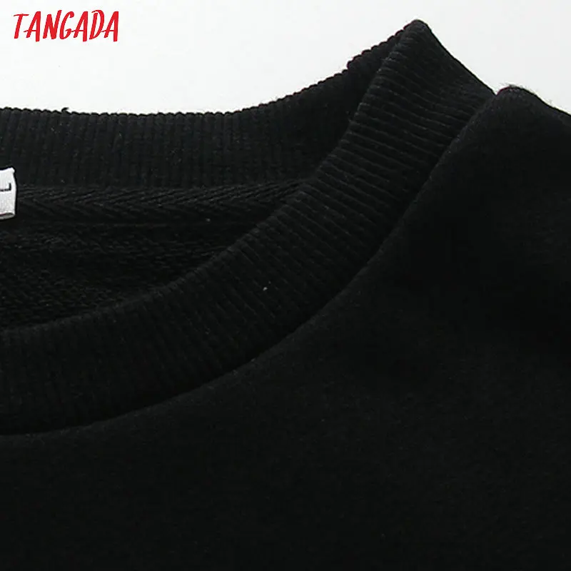 Tangada зимнее черное длинное платье с капюшоном в горошек, платье с круглым вырезом, лоскутное платье для девушек, женское шикарное платье для школы, vestidos XLJ11