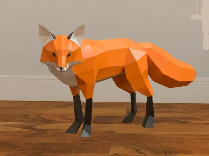 Прекрасный Лисий Бумага 3D DIY материал ручной творческий домашний декор реквизит#2633 ручная работа милые геометрические головоломки