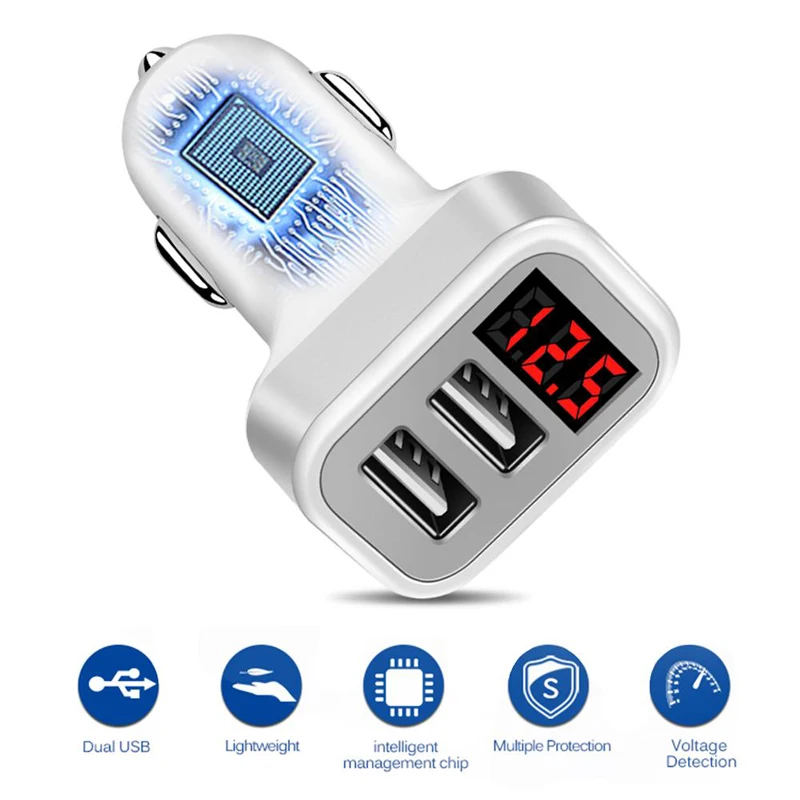Caricabatteria Da Auto Con Doppio Caricatore Per Telefono Usb Con Display A Led 2.1A Per Iphone Samsung S7 S6 Edge S5 S4 S3 Nota 4 5 8 9 Caricatore Us