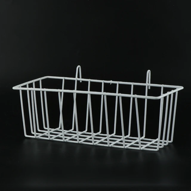 thumbnail image 2 of Wall Grid Basket With Hooks - Black Wire Organizer Basket For Grid Panels, Kitchen, Office, Or Decor 2 of 11