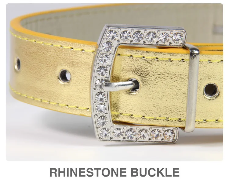 Graceful pet dog cat rose collar adjustable PU belt with rhinestone 6 color pet supplies WB753