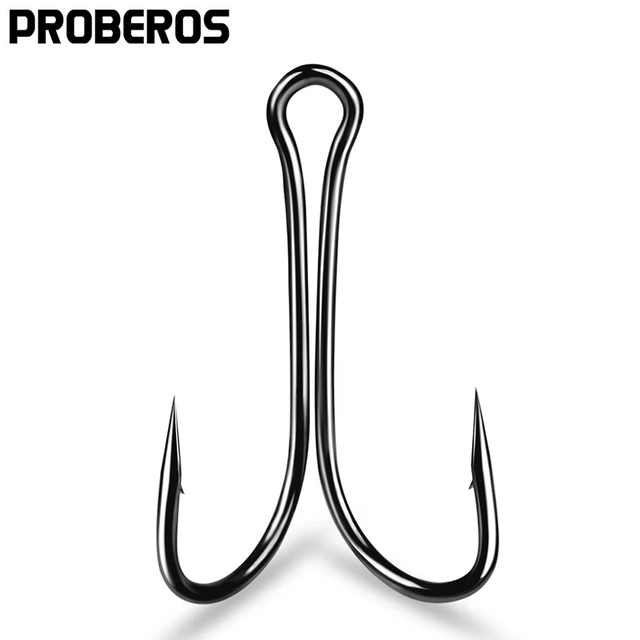 PROBEROS 100pcs Double Hook Fishing Hooks 8#-4/0# Long Shank Fly