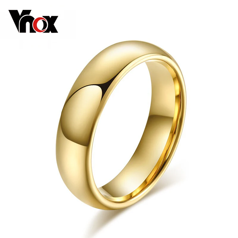 Vnox простой 6 мм реального Вольфрам кольцо обручальное Кольца для Для мужчин