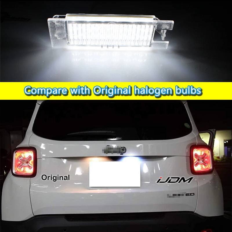 12V Waterproof LED Number Plate Lamp For Jeep Renegade 2015 2016 2017 2018 2019