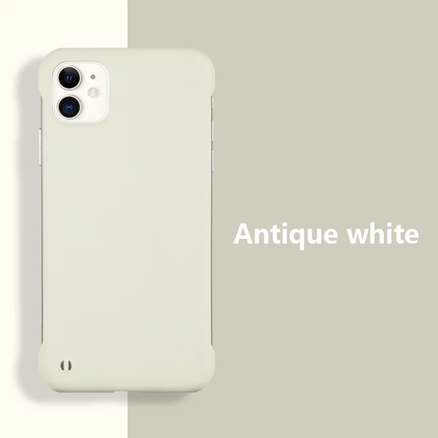 Slim Hard PC Frameless Phone Case For iPhone 13 12 11 Pro Max Mini XR XS X 6 6S 7 8 Plus SE 2 Shockproof Matte Solid Color Cover White