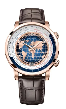 

AGELOCER Mens High Beat WorldTime Business Mechanical Automatic Luxury Dress Watch RoseGold