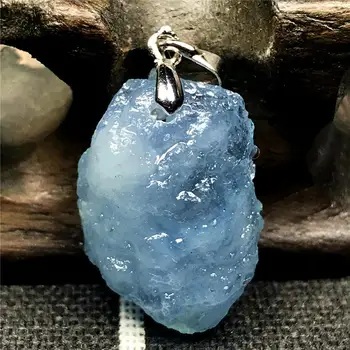 

Genuine Natural Blue Clear Aquamarine Stone Pendant For Woman Man Crystal 21x15x8mm Beads Silver Gemstone Fashion Jewelry AAAAA