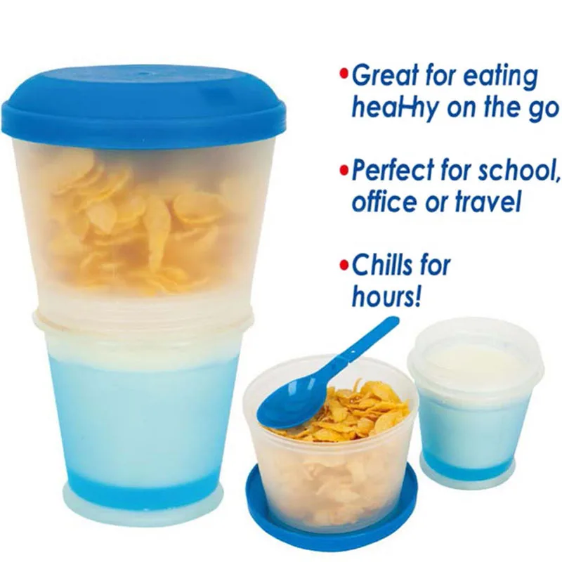 

Multi-function Creative Breakfast Cup Oatmeal Cup Cereal Cups With Lid Foldable Spoon Food Container Keep Milk Cold Snack Cup