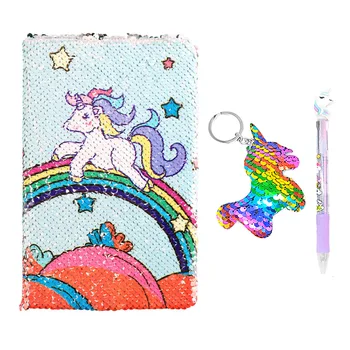 

Unicorn Sequin Journal Mermaid Sequin Notebook with Ballpoint Pen Reversible Sequin Journal Flip Sequin Notebook for Kids Girls
