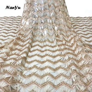 

NanYu High End Wedding Dress Sequin Embroidery Pattern Voile Lace Fabric
