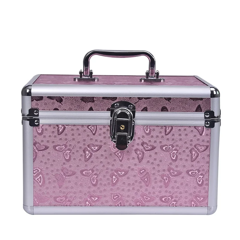 

Fashion Waterproof Cosmetic Suitcase for Woman Make-up Hand-held Aluminum Frame Makeup Organizer Box Cosmetics Storage Boxes