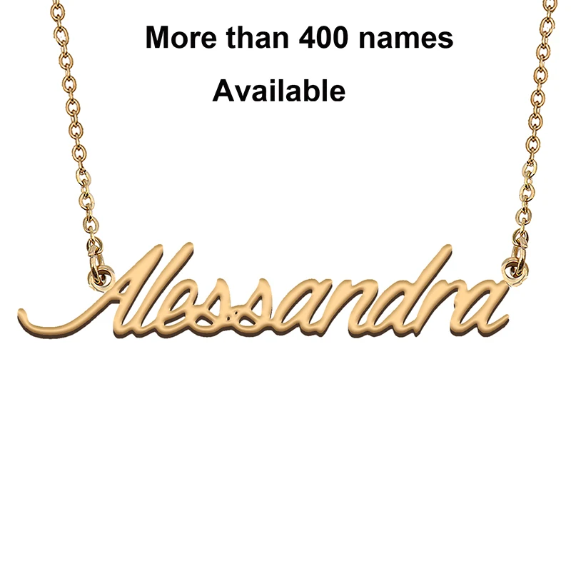 

Cursive Initial Letters Name Necklace for Alessandra Birthday Party Christmas New Year Graduation Wedding Valentine Day Gift