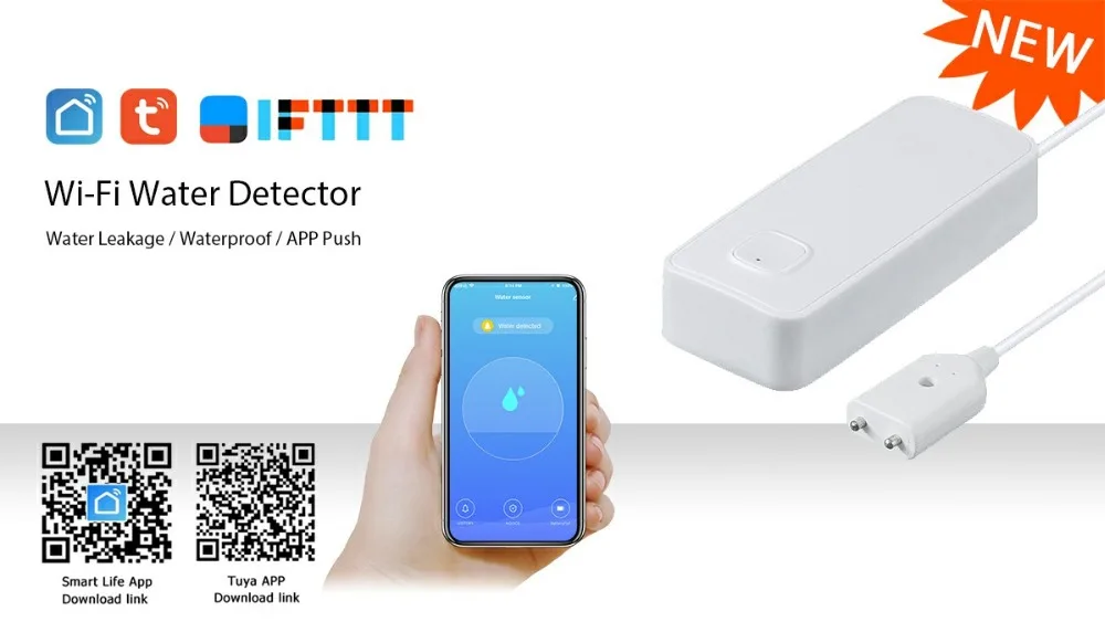 SmartYIBA wifi беспроводной датчик влажности утечки воды водонепроницаемый датчик сигнализации Push Tuya приложение дистанционное управление домашний датчик безопасности