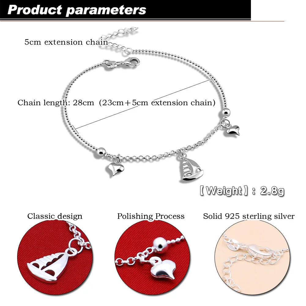 925 Стерлинговое Серебро богемные парусные лодыжки браслет для женщин ножная цепочка Круглый кисточкой ножной браслет винтажная бижутерия для ног Аксессуары
