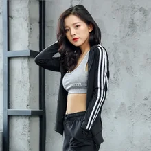 Куртка для йоги, Женское пальто, модная спортивная одежда в Корейском стиле, женский кардиган на молнии с длинным рукавом для студентов, фитнеса, бега