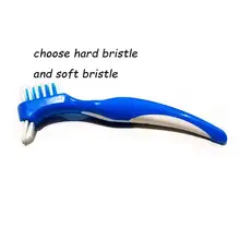 Зубная щетка y-образной формы с обычной щетиной и жесткие щетинки, 3 шт. с двойной щеткой для ложных зубов