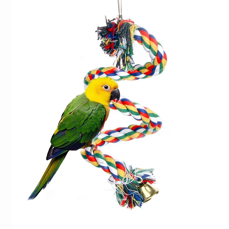 Канат для попугаев, игрушечный Плетеный попугай, веревка для жевания окуня в катушке, клетка для птиц, игрушка Cockatiel, аксессуары для обучения домашних животных, качели