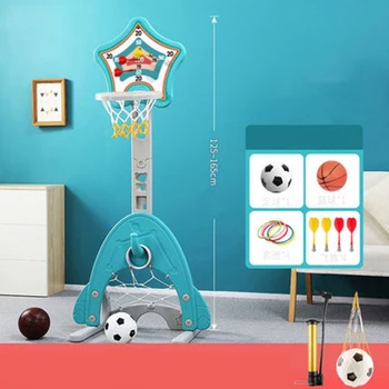 

4 In 1 Children Indoor Multifunction Adjustable Standing Basketball Hoop For Children Educational Toys Gift - Type Darts Green