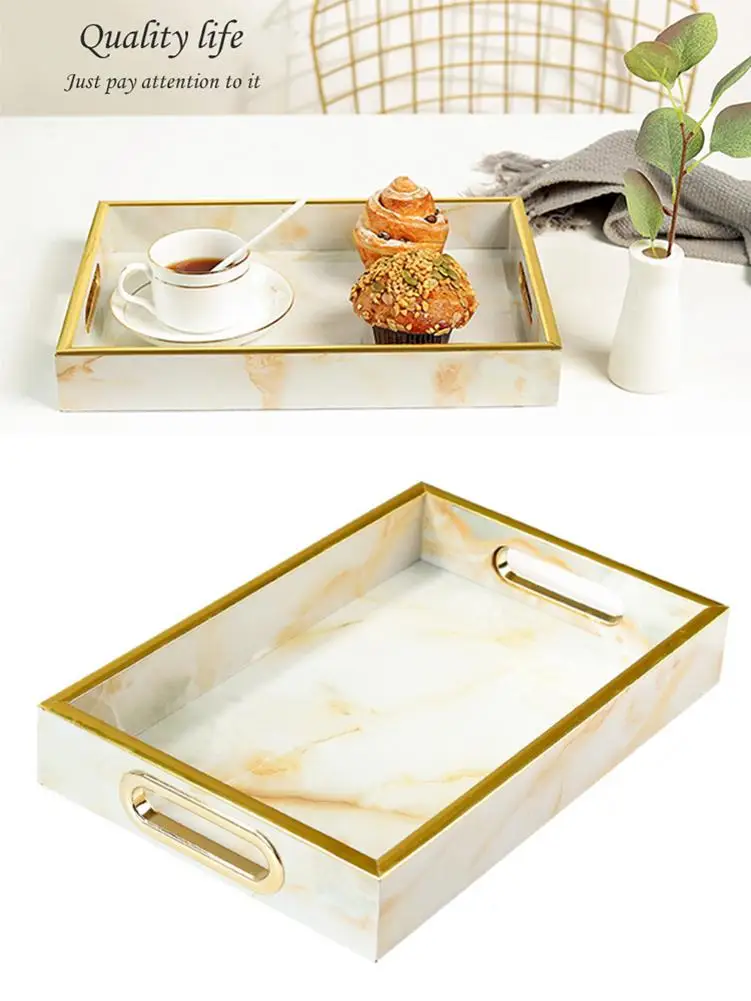 

European Marble Trays Multi-function Storage Tray Dessert Plate For Fruit Snack Storage