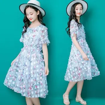 

2020 Summer New Fashion Floral Print Kids Dresses For Girls Ruffle Pleated Princess Dress Toddler Girls Baby Chiffon Dress W231