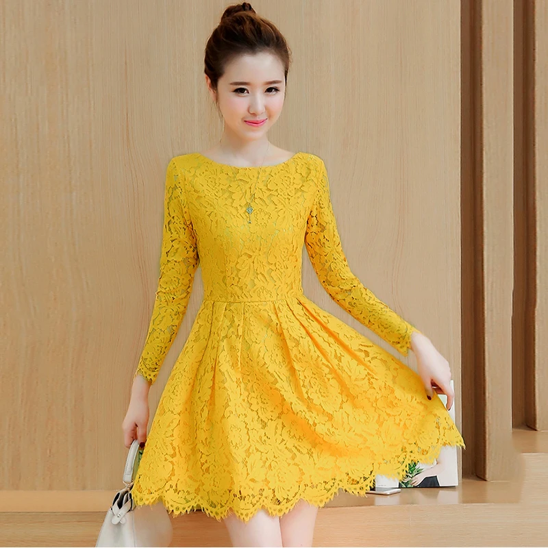 

Vintage Lace Midi Dress Women Autumn Casual Boho Long Sleeve O-neck Floral Dress Elegant High Waist Club Party Dresses Vestidos