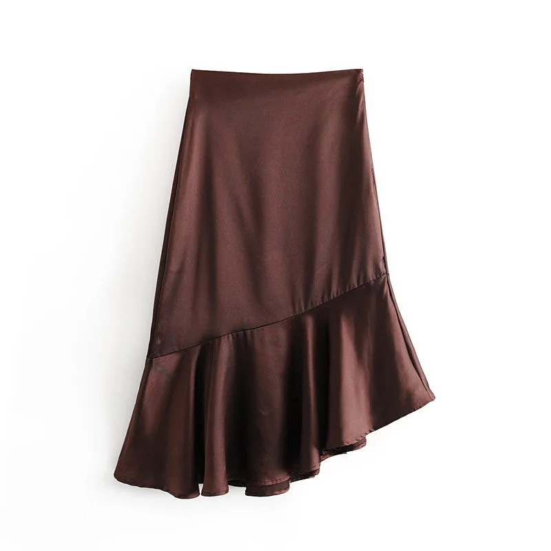 

Satin Textured Flounced Skirt 2019 Autumn Women's Dress Irregular Flounced Skirt
