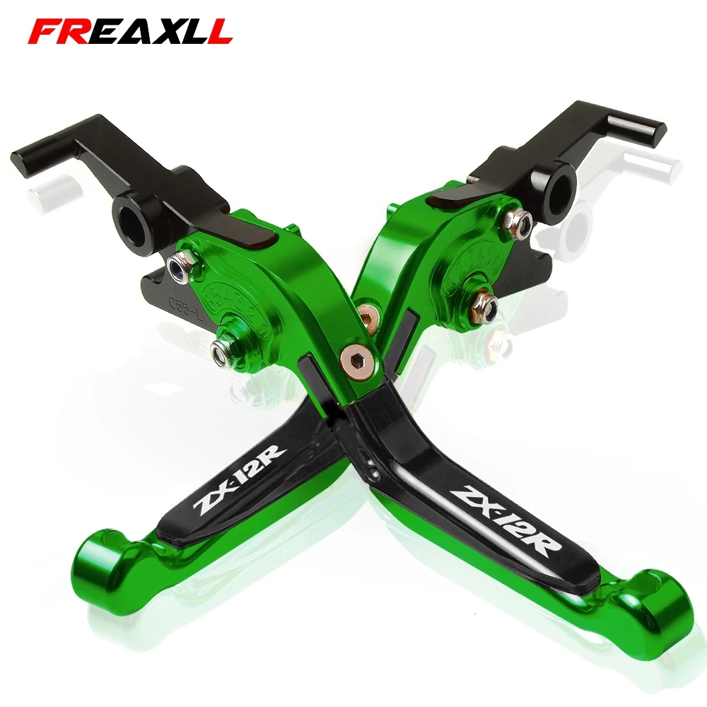 

For Kawasaki ZX12R 2000 2001 2002 2003 2004 2005 Motorcycle CNC Adjustable Brake Clutch Lever Handle Hand Grips With ZX12R LOGO