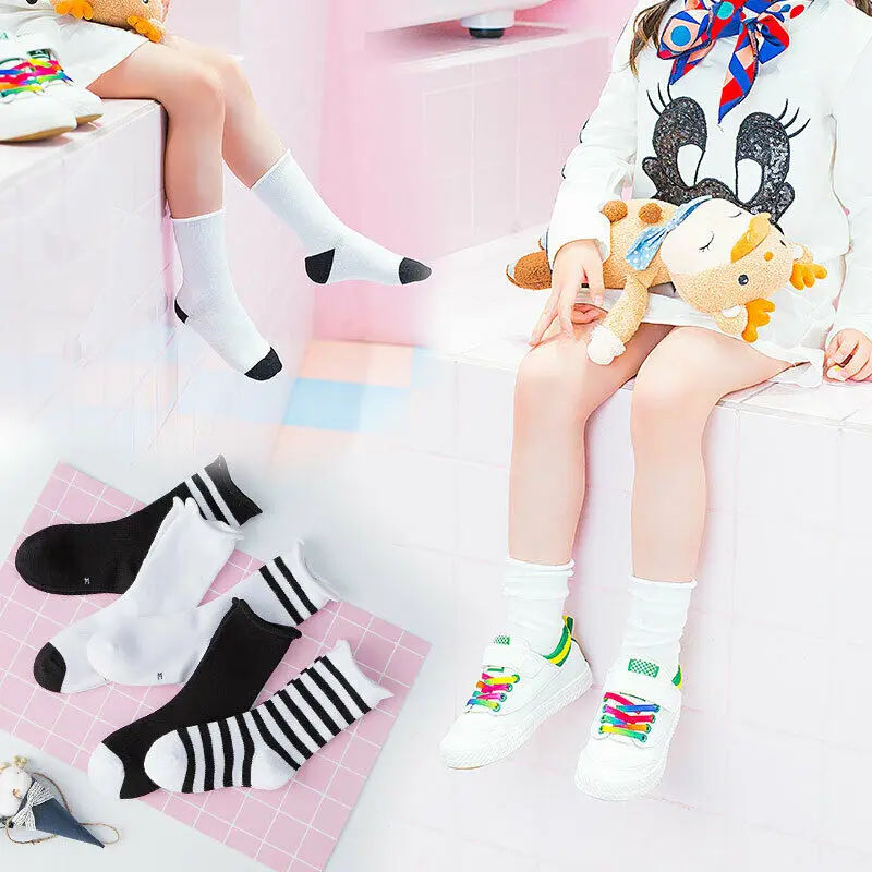 Осень-зима, 5 пар, детские противоскользящие гольфы для девочек и мальчиков, комплект От 3 до 12 лет, хлопковые Цветные Лоскутные детские школьные чулки