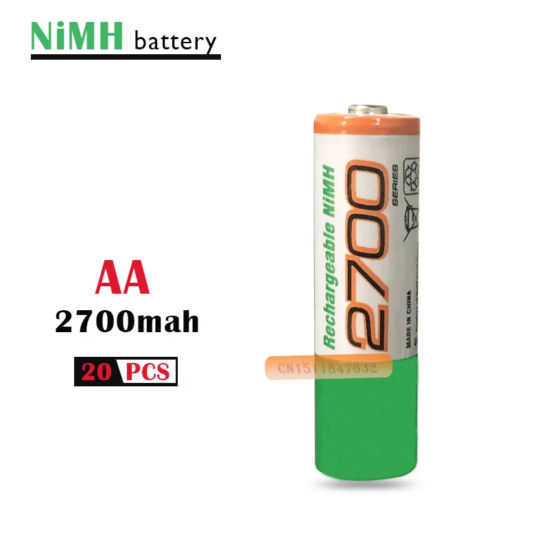 20pcs/lot Original rechargeable battery AA 2700 mAh ni mh 1.2v AA