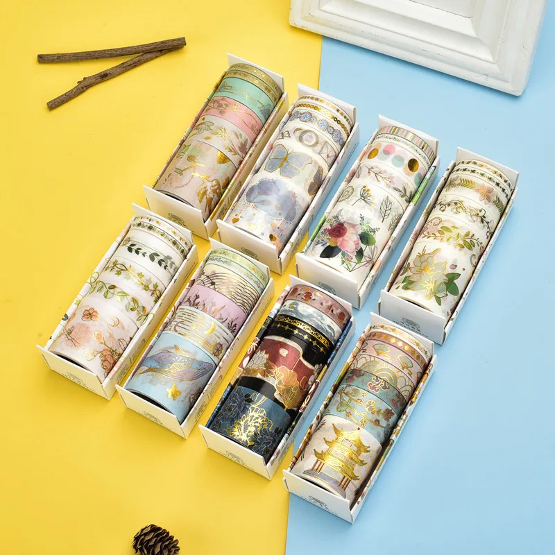 

6pcs/set washi tape masking tape papeleria stickers korean stationery school supplies kawaii Bronzing Decorative scrapbooking